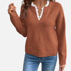 Beverly Moda | Women’s Lace Collar Knit Sweater