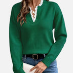 Beverly Moda | Women’s Lace Collar Knit Sweater