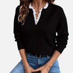 Beverly Moda | Women’s Lace Collar Knit Sweater