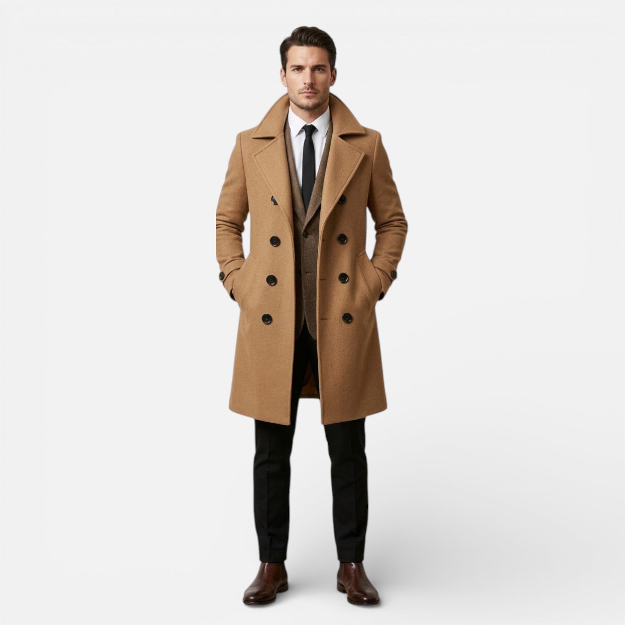 Beverly Moda | Men’s Classic Wool Overcoat