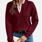Beverly Moda | Women’s Lace Collar Knit Sweater