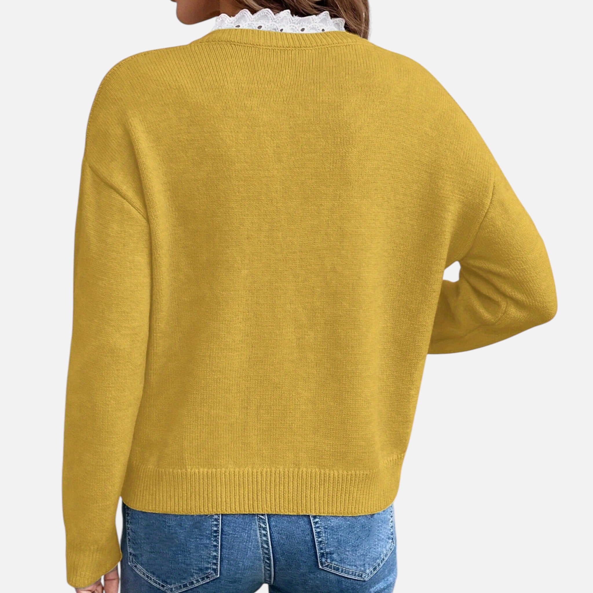 Beverly Moda | Women’s Lace Collar Knit Sweater
